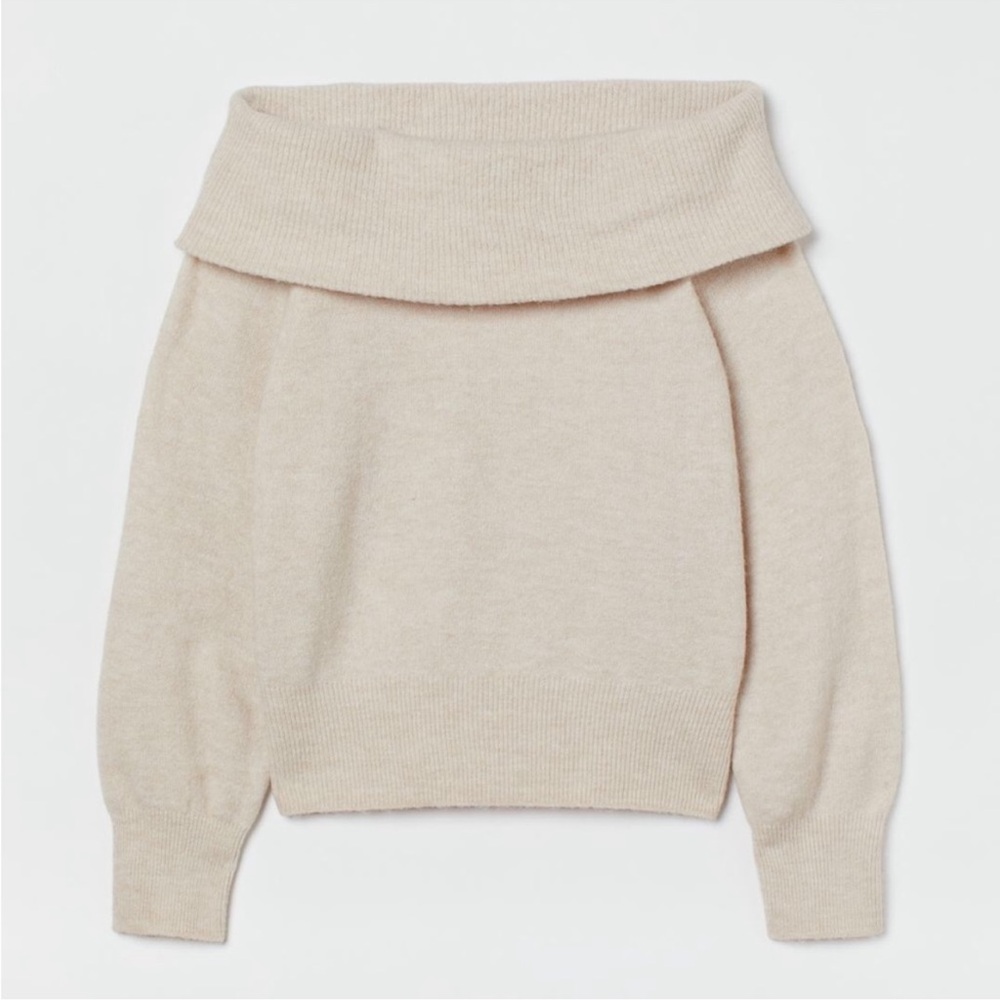 H&M Cream Off-Shoulder Sweater